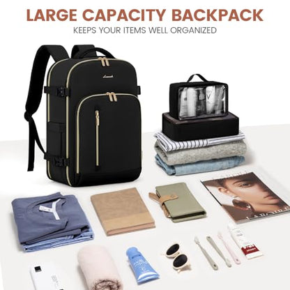 LOVEVOOK Carry on Backpack, Travel Backpack for Women Flight Approved, Waterproof Large Personal Item Travel Bag with 3 Packing Cubes, Daypack Luggage Weekender Overnight Backpack