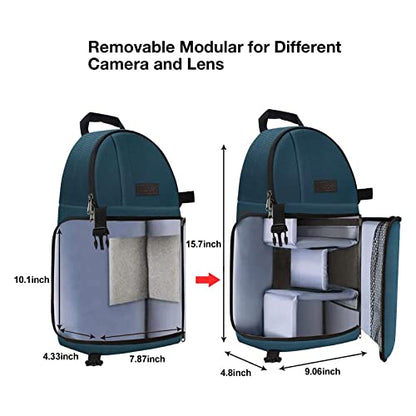 MOSISO Camera Sling Bag, DSLR/SLR/Mirrorless Camera Case Shockproof Photography Camera Backpack with Tripod Holder & Removable Modular Inserts Compatible with Canon/Nikon/Sony/Fuji, Deep Teal - color: Deep Teal