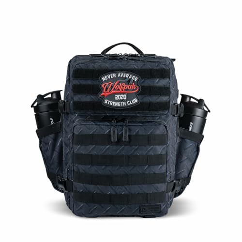 WOLFpak 35L Athletic Gym Backpack (Strength Club) Durable 1000D Waterproof Oxford Material with MOLLE Webbing, Laptop Pocket & Dual Cup Holders, Durable Fitness/Travel/Military Daypack - color: Strength Club