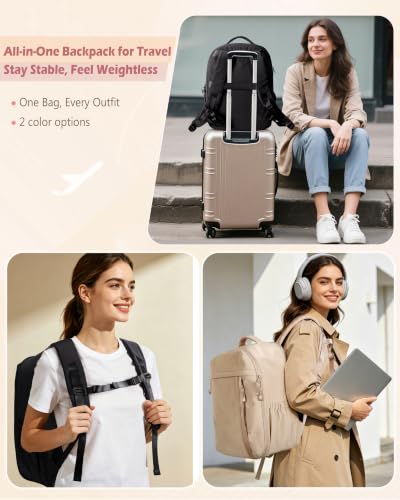 Smasrob 32L Women Travel Backpack with Shoe and Laptop Compartment, Travel Bag with Water Bottle Holder and Wet Pocket, Water-Resistant, Black - color: Black