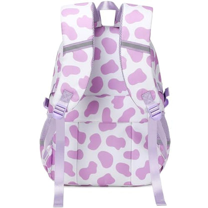 abshoo Big Student Laptop Backpack For College Women Middle High School Teen Girls Bookbag Travel Daypack (Cow Print Purple) - color: Cow Print Purple