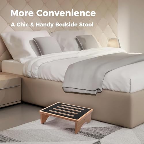 StrongTek 5" High Wooden Bed Step Stool for Adults, Sturdy Bedside & Shower Steps, 440lb Capacity, Versatile Mobility Aid for Seniors, Kitchen Use, Surgery Recovery, Anti-Slip, Portable Design - size: 5"-Natural