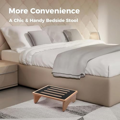 StrongTek 5" High Wooden Bed Step Stool for Adults, Sturdy Bedside & Shower Steps, 440lb Capacity, Versatile Mobility Aid for Seniors, Kitchen Use, Surgery Recovery, Anti-Slip, Portable Design - size: 5"-Natural