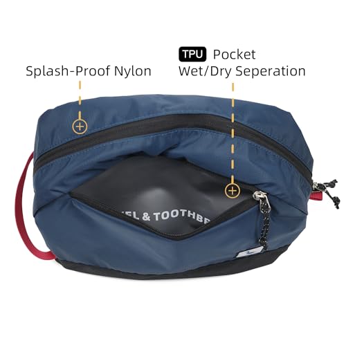 Travel Toiletry Bag 5L, Compact Travel Organizer with Waterproof TPU Wet/Dry Compartment - color: Blue Abyss, size: 5L