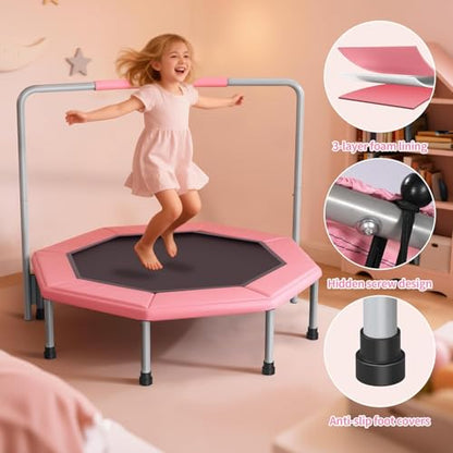 36 Inch Kids Trampoline for Toddlers Ages 1-3,Mini Indoor/Outdoor Trampoline with Gap-Free Spring Design - Safe Bounce Jumping Toy - color: Red+Blue