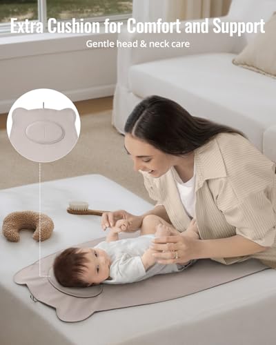 Blissful Diary Vegan Leather Portable Changing Pad, Wipeable, Waterproof Diaper Changing Mat, Newborn Shower Gifts, with Built-in Padding, Taupe - color: Taupe-with Cusion