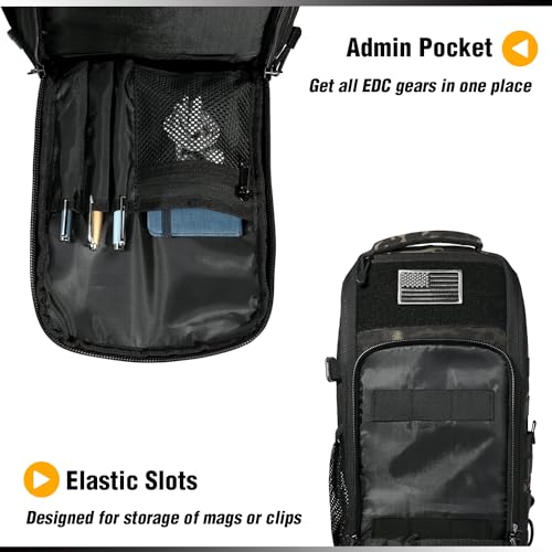 DBTAC Tactical Personal Defense EDC Bags & Packs | 10L Military Shoulder Backpack with Sling for Concealed Carry, Range, Travel, Hiking, Outdoor Sports (Charcoal Camo) - color: Charcoal Camo
