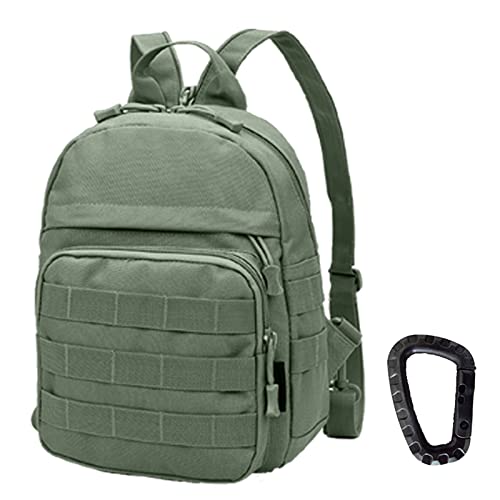 Mini Tactical Backpack, 6L Small Sling Backpacks Shoulder Bag For Running Travel Daypack with Carabiner For Men Women - color: Green1