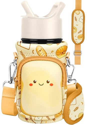 Miss Adola Water Bottle Carrier with Strap - Insulated Kids Water Bottle Holder for Boys Girls Bottle Bag for 10-18Oz - color: Toast