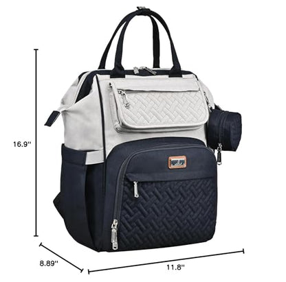 BabbleRoo Diaper Bag Backpack, Multifunction Large Bags with Changing Pad & Stroller Straps Pacifier Case, Unisex Stylish Travel Back Pack Nappy for Moms Dads (Stone Gray Blue) - color: Gray, Blue