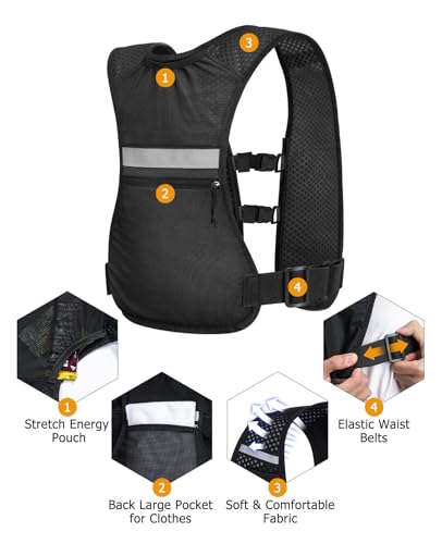 NOOLA Running Vest with Dual 500ml Soft Flask, Lightweight Hydration Vest for Women Men, Water Backpack with Adjustable Strap
