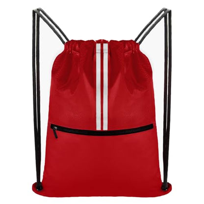 Drawstring Backpack Large Sports Draw String Bag for Women and Men (Red) - color: Two Tone Red