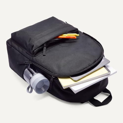 Amazon Basics Backpack for School, Travel, Study with Padded Adjustable Shoulder Straps, Spacious Compartment, Water Bottle Pockets, Durable Classic Design, Black - color: Black