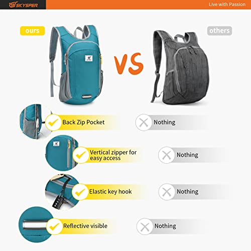 SKYSPER Small Daypack 10L Hiking Backpack Packable Lightweight Travel Day Pack for Women Men - color: Teal, size: 10l