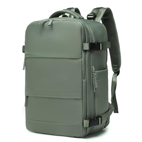 Somago Travel Backpack Carry On Casual Daypacks Rucksack Anti Theft for 15.6 Inch Laptop Business Backpack with Shoe Compartment Dry Wet Pocket USB Charger Port (Army Green) - color: Army Green