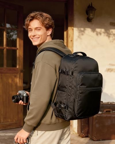 coofay Vacuum Backpack Travel with Pump Vacpack Backpack with Vacuum Seal Backpacks Traveling Backpacks Vacuum Compression Air Travel Bag Carry on Luggage - color: A-black