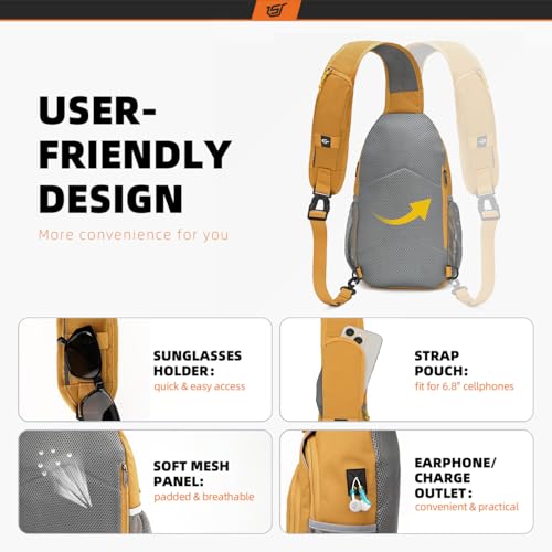 SKYSPER Sling Bag RFID Crossbody Sling Backpack Cross Body Shoulder Bag Travel Hiking Daypack for Women Men(Apricot) - color: Apricot