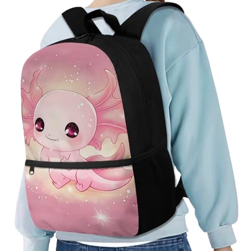 Axolotl Backpack School Bag for Kids Boys Girls 3PCS School Backpacks Bookbag with Insulated Lunch Bag with Pencil Case for Elementary School - color: Axolotl