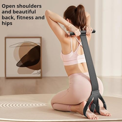 2025 New Yoga Pedal Resistance Fabric Band with Handles Anti-Broken Elastic Sit Up Pull Rope for Strength Training 120lb Full-Body Excercise Band Portable Unisex Resistance Exercise Bands - color: Black