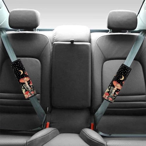 Dreaweet Mushroom Seatbelt Covers for Women Cute Car Accessories Seat Belt Cover Pad Black Seatbelt Cushion Shoulder Strap Pad for Bag Backpack - color: Mushroom Black