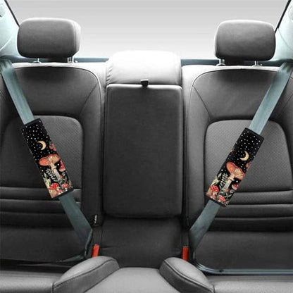 Dreaweet Mushroom Seatbelt Covers for Women Cute Car Accessories Seat Belt Cover Pad Black Seatbelt Cushion Shoulder Strap Pad for Bag Backpack - color: Mushroom Black