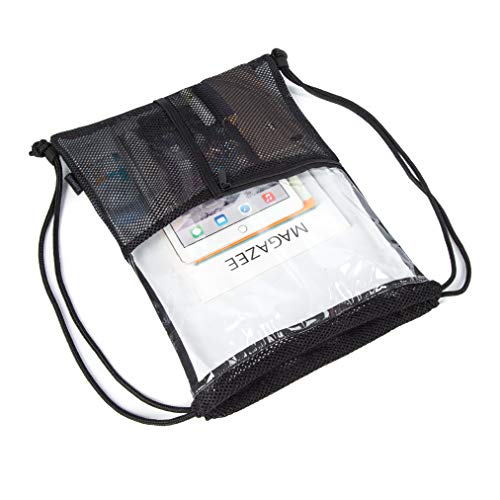 BORMELUN Clear Drawstring Backpack - Stadium Approved String Cinch Bag for Gym, Concerts, Clear Bag with Adjustable Straps Transparent