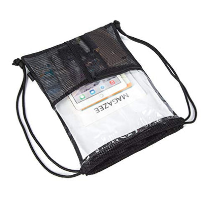 BORMELUN Clear Drawstring Backpack - Stadium Approved String Cinch Bag for Gym, Concerts, Clear Bag with Adjustable Straps Transparent