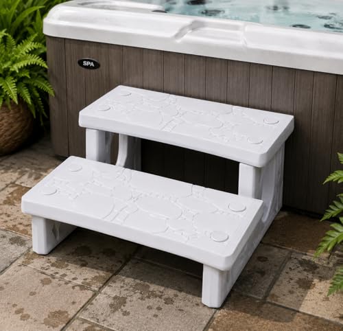 XtremepowerUS Hot Tub Steps, Non-Slip & Durable Hot Tub Stairs, Portable Universal Ladder Can Be Used Indoors and Outdoors Multi Purpose 2-Step Spa RV Campers Deck Steps Side Step, White - color: White