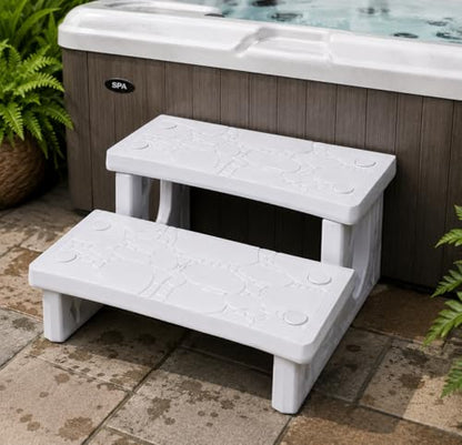 XtremepowerUS Hot Tub Steps, Non-Slip & Durable Hot Tub Stairs, Portable Universal Ladder Can Be Used Indoors and Outdoors Multi Purpose 2-Step Spa RV Campers Deck Steps Side Step, White - color: White