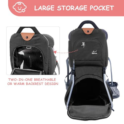 Wipha Baby Backpack Carrier, Toddler Carrier with Canopy, Adjustable and Safe Hiking Backpack for Baby(Creeper III-Black) - color: CREEPER III-BLACK