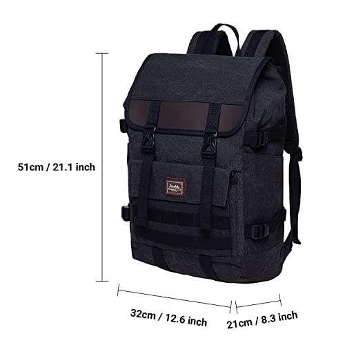 KAUKKO Laptop Backpack for Unisex, Casual Daypack Fits 15.6" Laptop (18-CANVAS BLACK) - color: 18-canvas Black