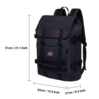 KAUKKO Laptop Backpack for Unisex, Casual Daypack Fits 15.6" Laptop (18-CANVAS BLACK) - color: 18-canvas Black