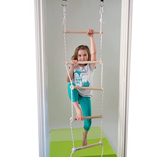 DreamGYM Doorway Swing Kit fr Kids - Doorway Gym with Trapeze Bar Combo, Gymnastic Rings, Rope Ladder & Classic Belt Swing