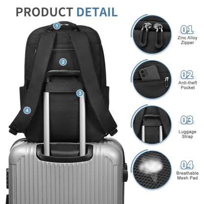 16 Inch Laptop Backpack for Men, Business Work Backpack for Everyday Commute, Waterproof Travel Office Computer Bag, Matt Black - color: Black Soft Sheel