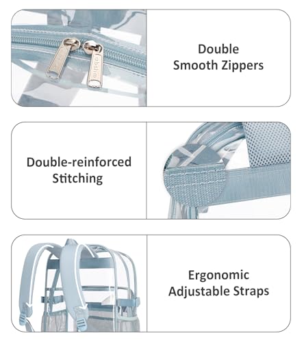 abshoo Big Heavy Duty Clear Backpack for School Girls Boys Transparent Bookbag for Middle High School (Baby Blue) - color: Baby Blue