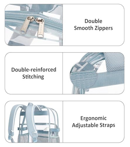 abshoo Big Heavy Duty Clear Backpack for School Girls Boys Transparent Bookbag for Middle High School (Baby Blue) - color: Baby Blue