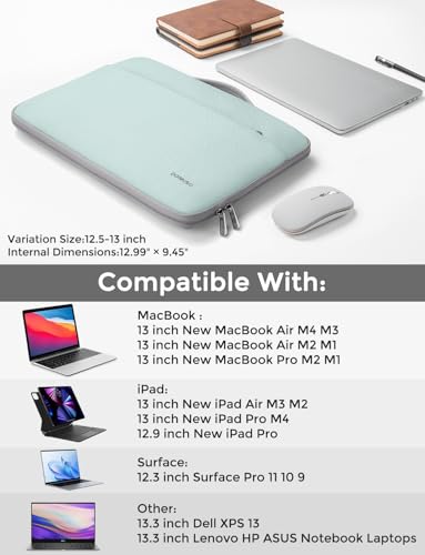 DOMISO Laptop Case Sleeve Protective Cover Compatible with MacBook Air 13 M4 M3 M2,MacBook Pro M2 M1,iPad Air/Pro,13 inch Dell,Lenovo, HP,Asus,Waterproof Computer Cases Bag with Handle,Mint Green - color: Mint Green, size: 13" for mac book