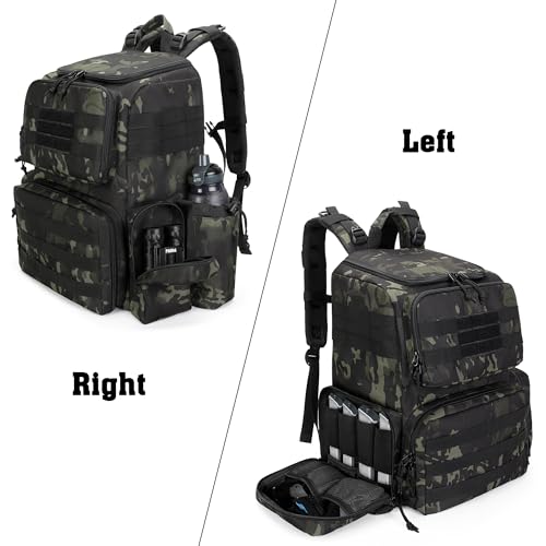 DSLEAF Tactical Range Pistol Backpack with 6 Pistol Cases, Gun Backpack with 9X Magazine Slots for Shooting and Hunting - color: Camo