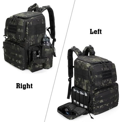 DSLEAF Tactical Range Pistol Backpack with 6 Pistol Cases, Gun Backpack with 9X Magazine Slots for Shooting and Hunting - color: Camo