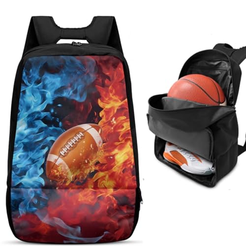 Basketball Backpack With Separate Ball Compartment And Shoes Fit Basketball Volleyball Football - color: Ice and Fire Rugby