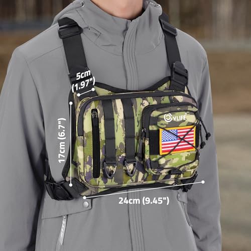 CVLIFE Outdoor Chest Bag for Men, Tactical Chest Pack, Adjustable Running Vest Bag, Lightweight Anti-theft EDC Rig for Hiking - color: Shadowstand