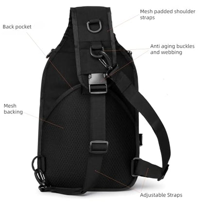 AMHEH 15L 1050D Urban Tactical Sling Bag for Men 12 Inch Laptop, Black | MOLLE Crossbody One Strap Shoulder Backpack, Everyday Carry, Commuting, Walking, Cycling, Motorcycle Riding, Day Trip, Travel - color: Black