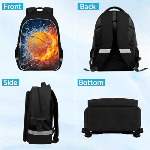 TILYTADLY School Backpack for Boys - Basketball Boys Backpack for Kids Children Teens Elementary Middle School - Students Bag for Ages 6-18,17″Bookbag Multifunctional Large Capacity - color: Basketball-02-backpack Only