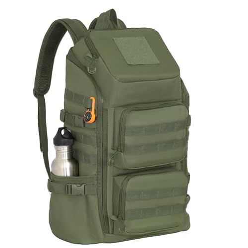 kokkoya 40l Slim Tactical Backpack with Laptop Compartment Molle System Webbing Lightweight Bag for Men Travel Hiking Camping Everyday Carry 17 inch Laptop Army Green - color: Army Green