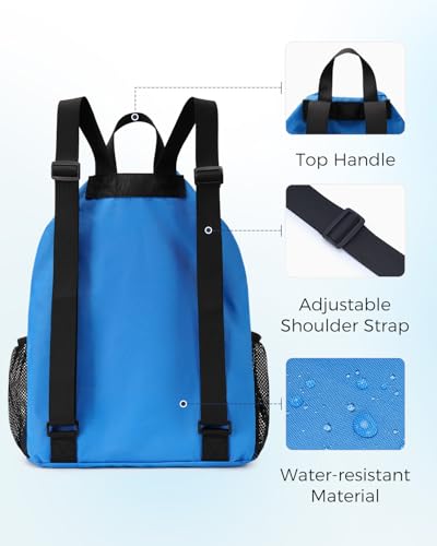 Swim Bag Mesh Drawstring Backpack with Shoe Compartment Sports Gym Sackpack with Mesh Pockets Beach Backpack for Swimming, Gym, and Workout Gear (Navy Blue)