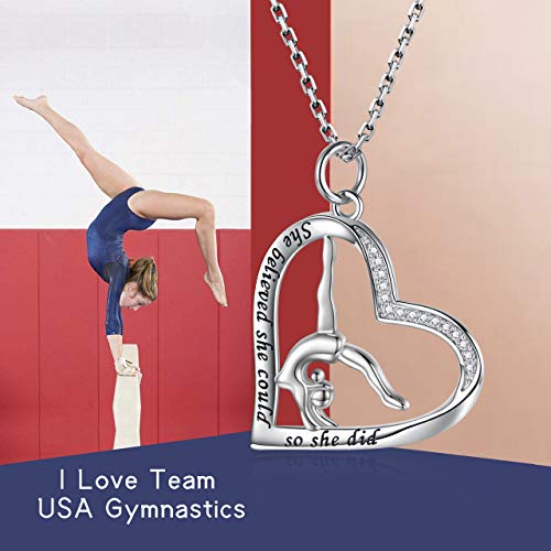 Sariel Gymnastics Gifts for Women Gymnast Necklace 925 Sterling Silver Gymnastics Fashion Jewelry Pendant Birthday - color: She believe