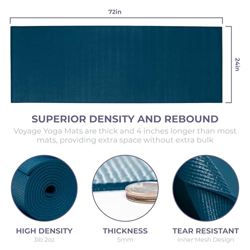 Voyage Yoga Mat, 6 Pack, 72" x 24" Professional Studio and Gym Bulk Yoga Mats, 5mm Thick, Durable, Anti-Tear, Non Slip Fitness and Exercise Mats - color: Oceanside
