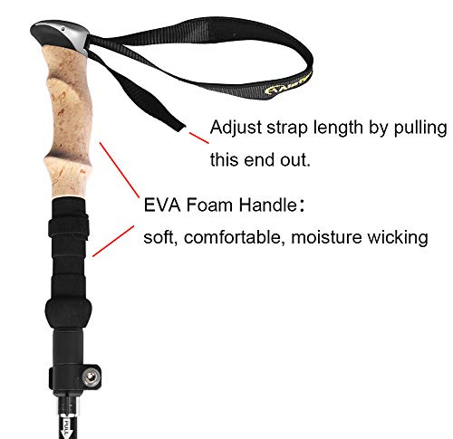 A ALAFEN Aluminum Collapsible Ultralight Travel Trekking Hiking Pole for Men and Women (Fits 5'3" - 6'2") - color: Y_Black