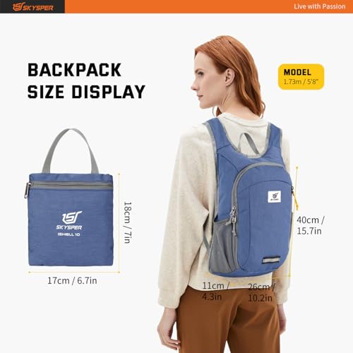 SKYSPER Small Daypack 10L Hiking Backpack Packable Lightweight Travel Day Pack for Women Men - color: Royalblue, size: 10l