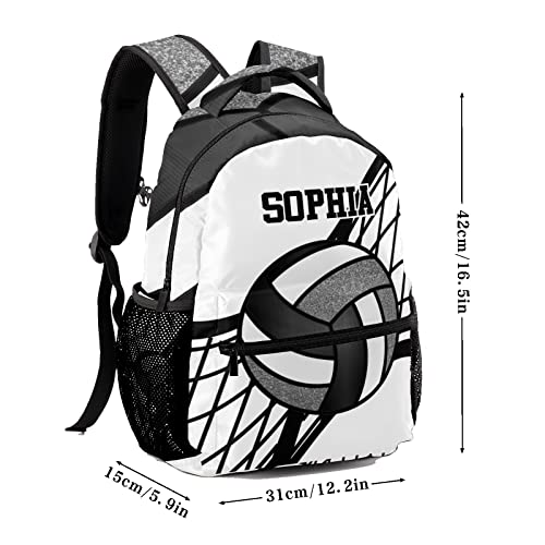 Personalized Custom Volleyball Black White Backpack Lightweight Travel Hiking Causual Bag With Name - color: Design 2